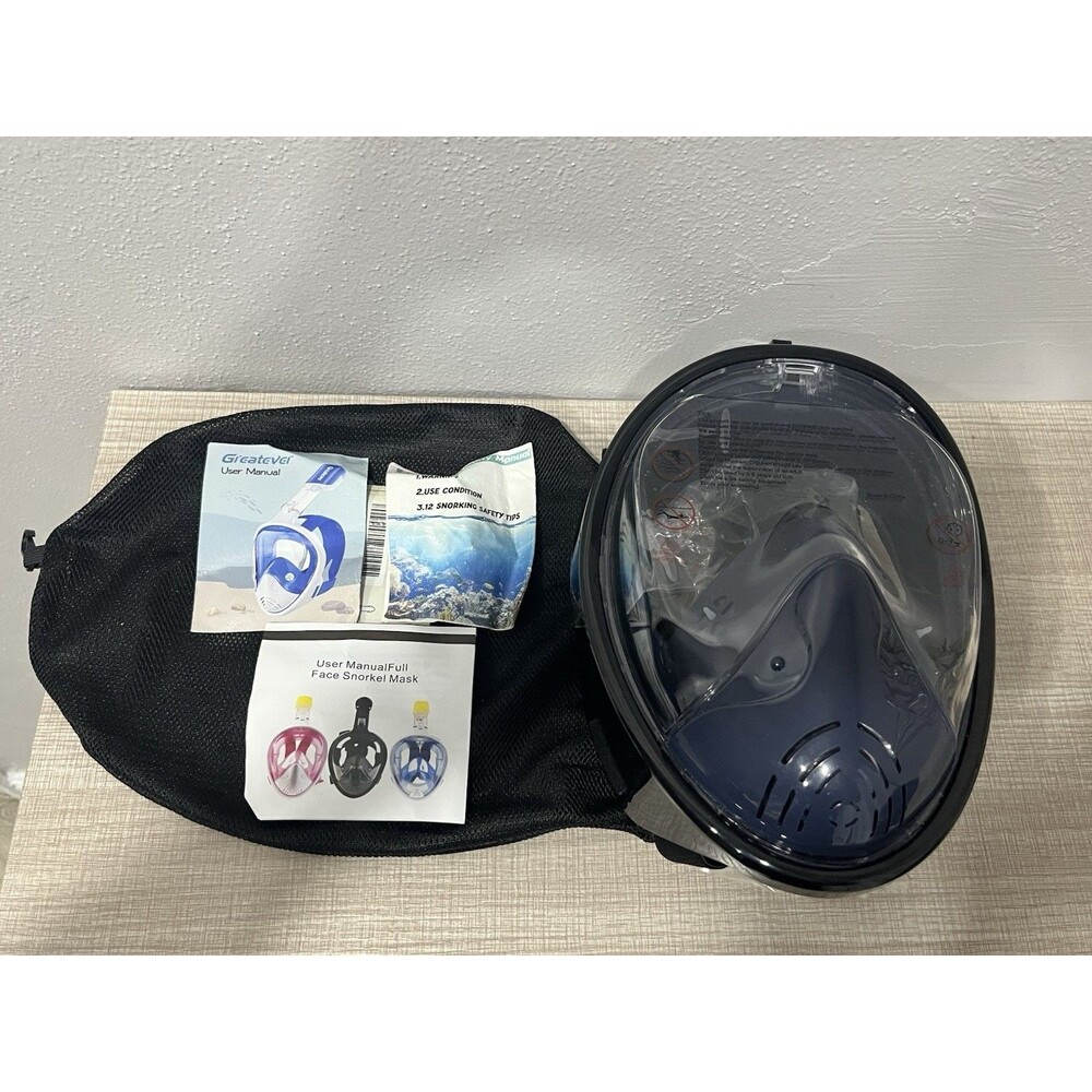 Greatever Full Face Snorkel Mask Anti-Fog Anti-Leak 180 Panoramic View NEW